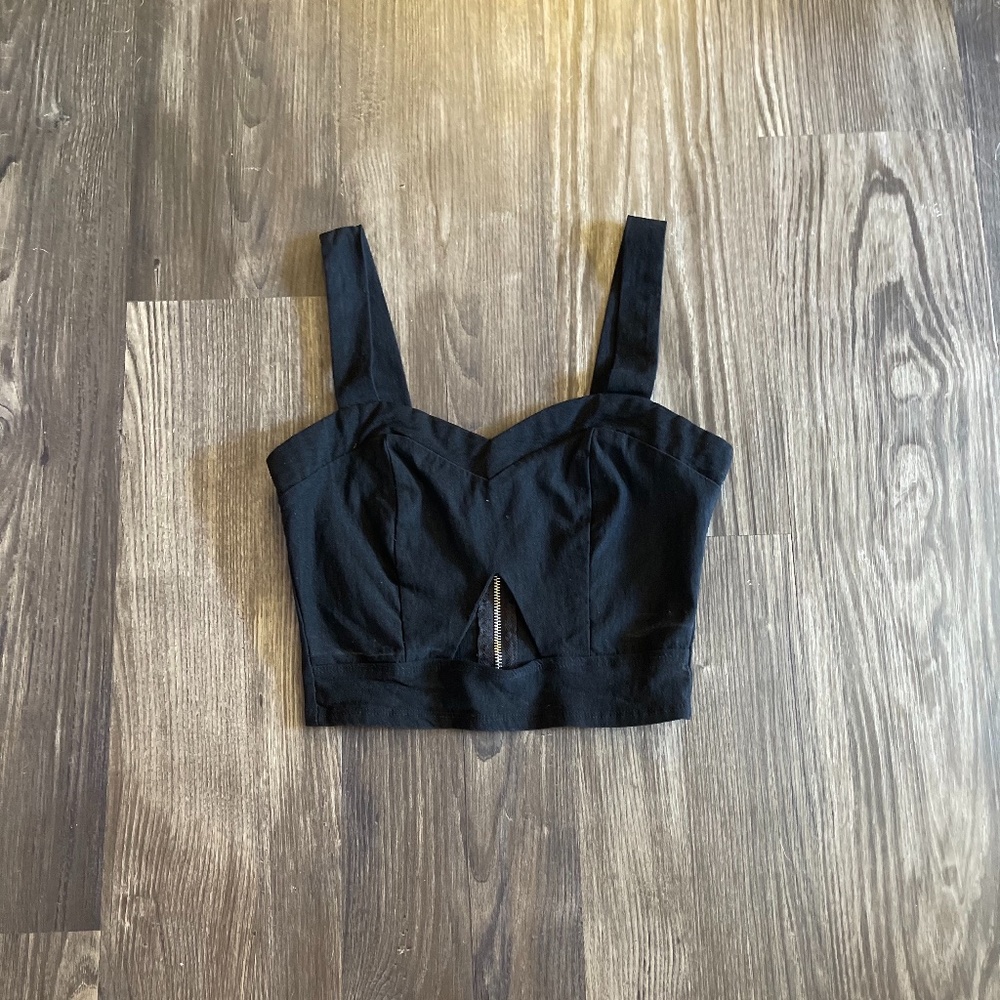Classic Black Cut-Out Crop Top (Size XS)